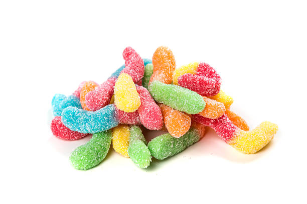 istock Sour gummy worms isolated on a white background 636447414