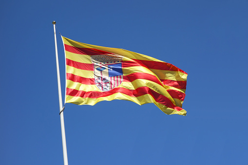 Flag of Spain waving in the air