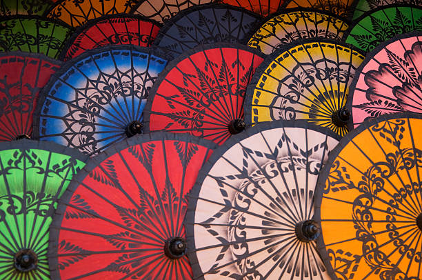 istock Traditional Burnese umbrella selling in Bagan, Myanmar 636455492