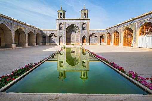 Courtyard inside the world famous  Nasir ol Molk Mosque (also \