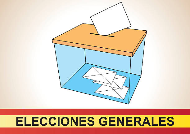 Spanish elections ballot box Ballot box with some votes in the spanish general elections. Elecciones generales designate stock illustrations