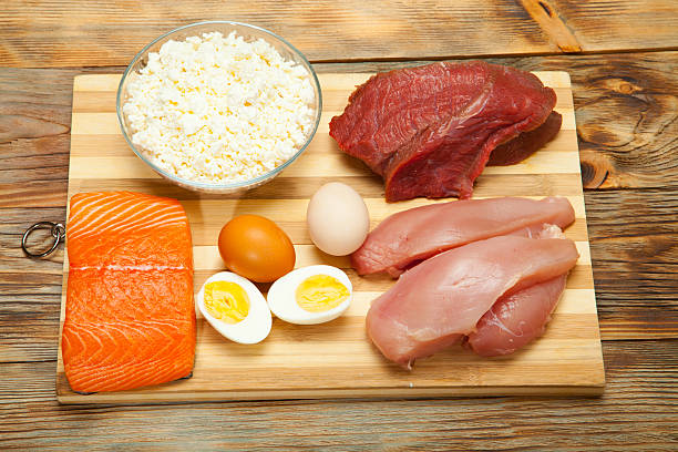 istock Protein diet, fish, cheese, eggs, meat and chicken 636459930