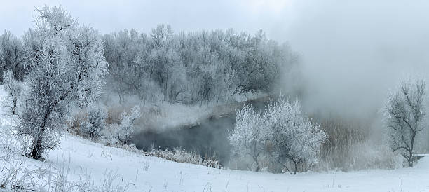 istock Winter fog in the river 636461558