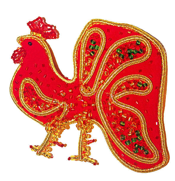 istock Christmas decorations red cock on a white background 636464710