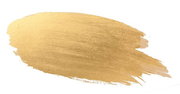 istock Gold watercolor texture brush stroke 636467240