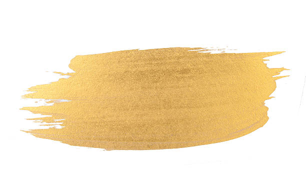 istock Gold watercolor texture brush stroke 636467242