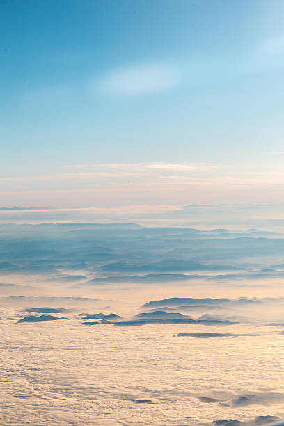 istock Cloud and mountain landscape photographed from air in mid-december 636467682