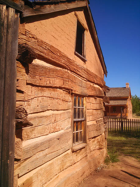 istock Rough hewn logs abandoned rustic cabin Ghost Town Grafton Utah 636473008