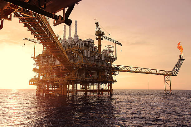 istock Offshore construction platform for production oil and gas. 636474710