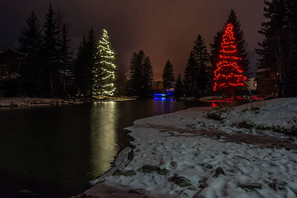 istock Christmas Lights Reflected in a Mountain Creek 636479108