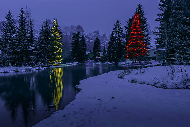 istock Christmas Lights Reflected in a Mountain Creek 636479132