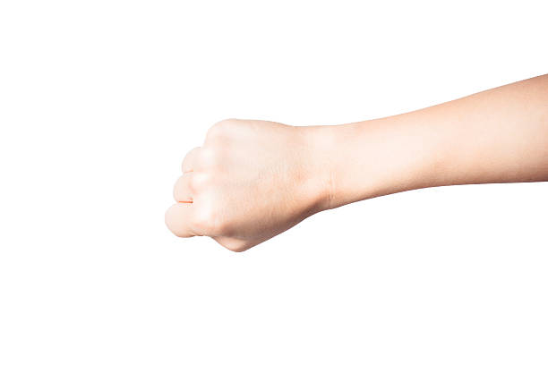 istock Woman's hand with fist gesture, Isolated on white background. 636480906