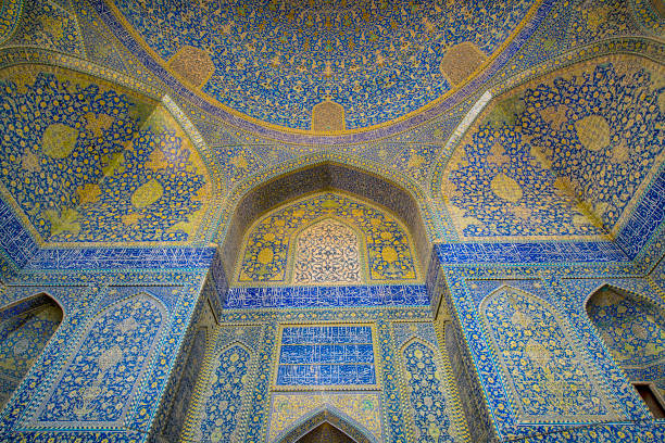 istock Ceiling tilework at Shah Mosque on Imam Square, Isfahan, Iran 636481114