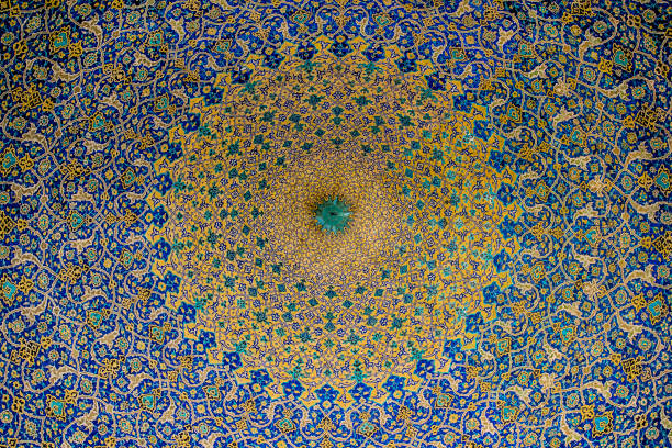 이맘 스퀘어, 이스파한, 이란의 샤 모스크의 천장 타일워크 - spirituality famous place isfahan dome 뉴스 사진 이미지