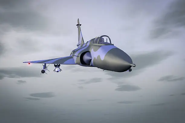 A jetfighter armed with rockets in use. 3d rendering