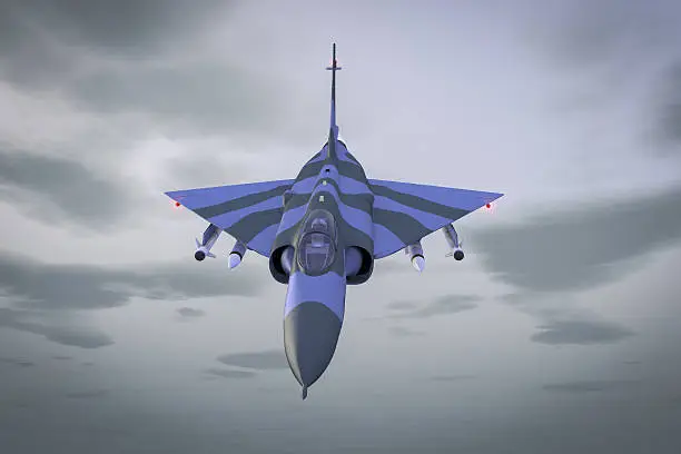 A jetfighter armed with rockets in use. 3d rendering