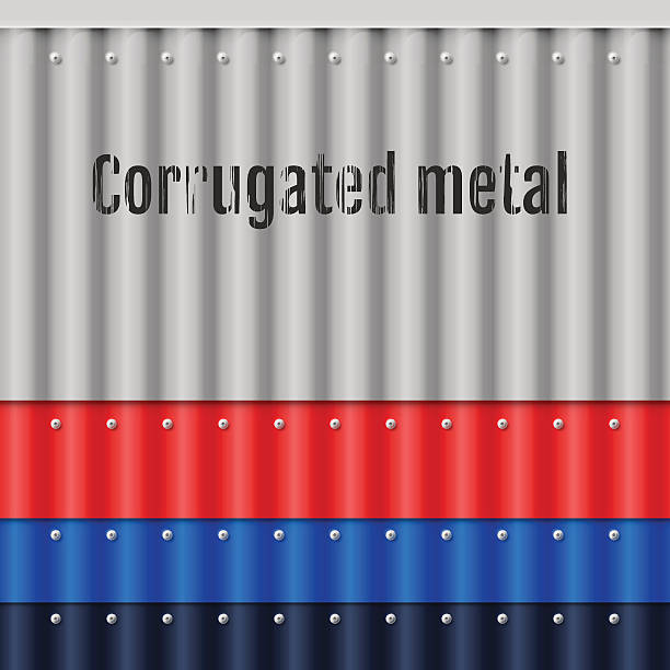 set of profiled sheets set of painted panels of corrugated metal. vector illustration of profiled sheets. roof cladding stock illustrations