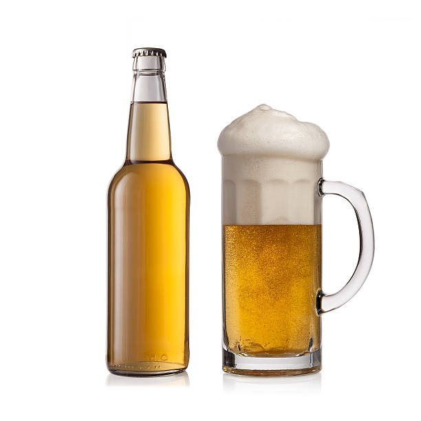 istock bottle beer and glass  on white background 636487436