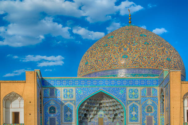 쉐이크 로트홀라 사원 in 이스파한, 이란에 - spirituality famous place isfahan dome 뉴스 사진 이미지