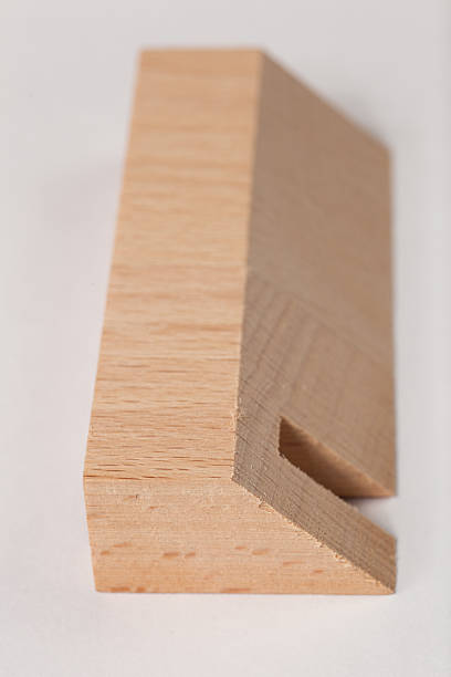 istock The Abstract elements Wooden blocks, decorative cut in tree, close 636487858