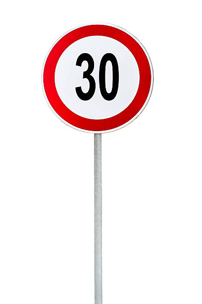 istock Round speed limit 30 road sign isolated on white 636488782