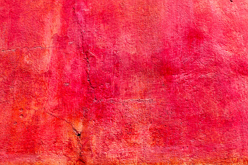 Bright Vibrant Colorful Red Orange Wall San Miguel de Allende Mexico