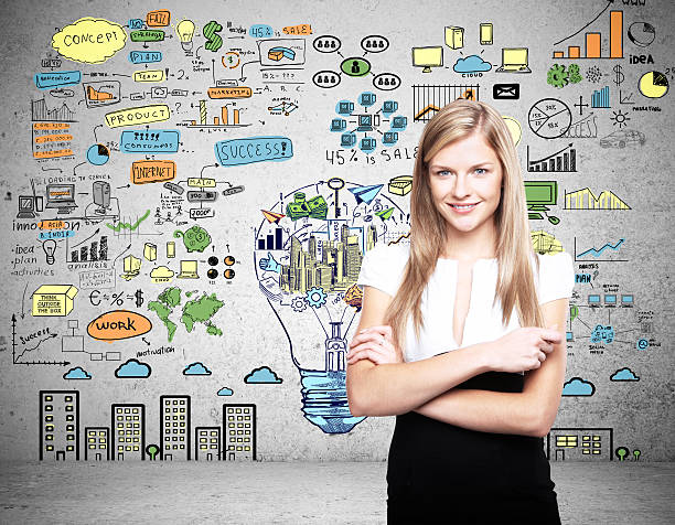 istock Woman with business sketch 636498432
