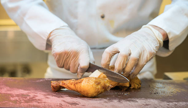 close up  Luxury  hotel Buffet Chicken meat service