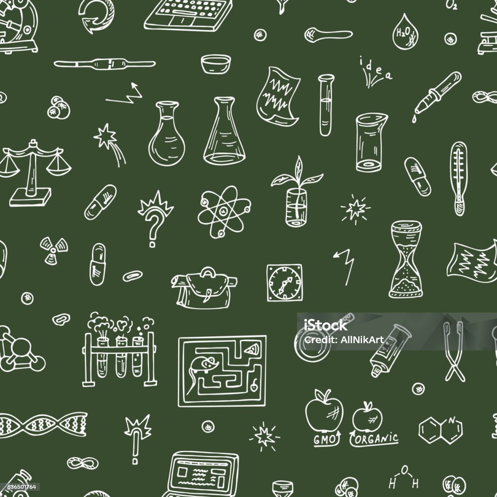 Science Doodle Seamless Background Science Doodles Seamless Background Atom stock vector