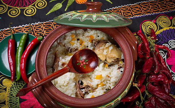 istock Dish of rice with meat. 636504056