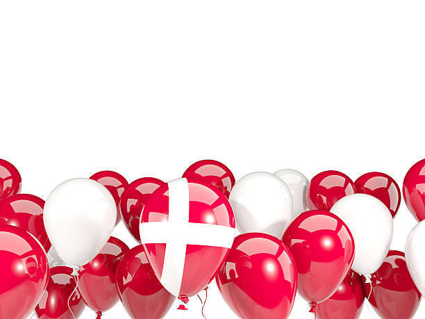 flagge von dänemark mit ballons - danish flag stock-fotos und bilder