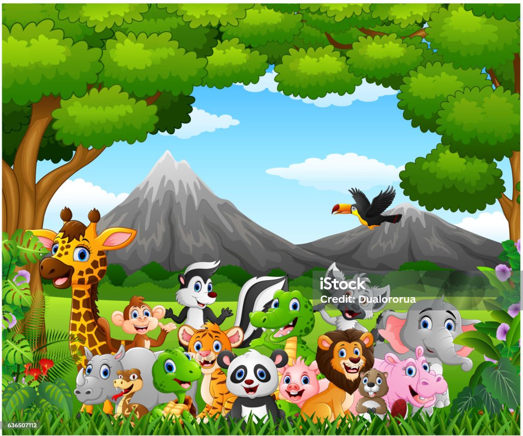 Cartoon Wild Animal In The Jungle Stock Illustration - Download Image Now -  Animal, Cartoon, Tropical Rainforest - iStock