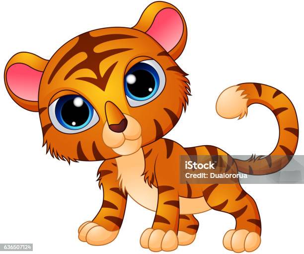 Cute Baby Tiger Cartoon Stock Illustration - Download Image Now - Tiger Cub, Cute, Animal