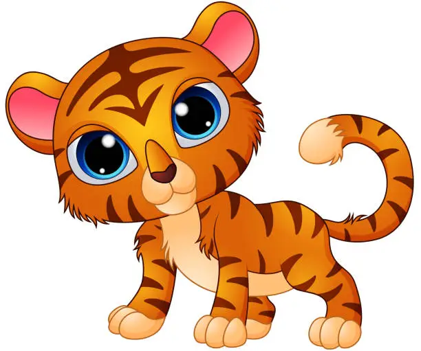 Vector illustration of Cute baby tiger cartoon