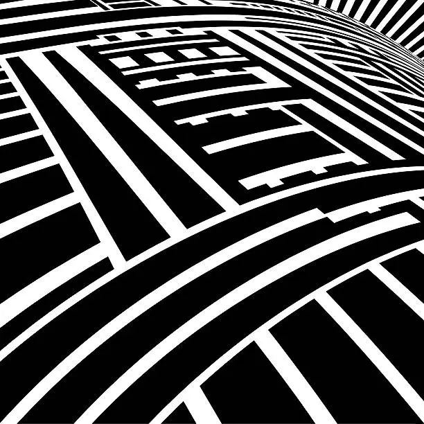 Vector illustration of Striped Halftone Pattern Suggesting Cyberspace