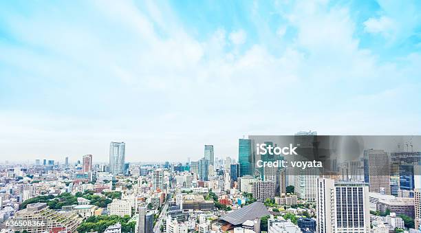 Vista Panorámica Y Aérea De La Ciudad Moderna En Tokio Japón Foto de stock y más banco de imágenes de Villa - Asentamiento humano