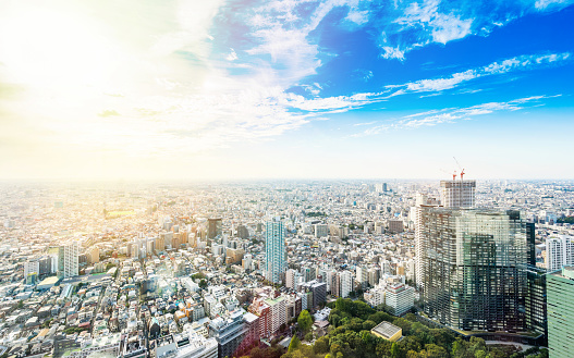 Vista panorámica de la ciudad moderna en Tokio, Japón photo