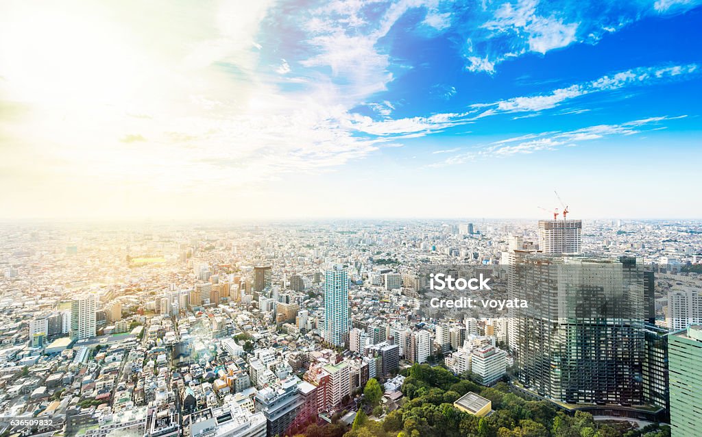 Vista panoramica della città moderna a Tokyo, Giappone - Foto stock royalty-free di Prefettura di Tokyo