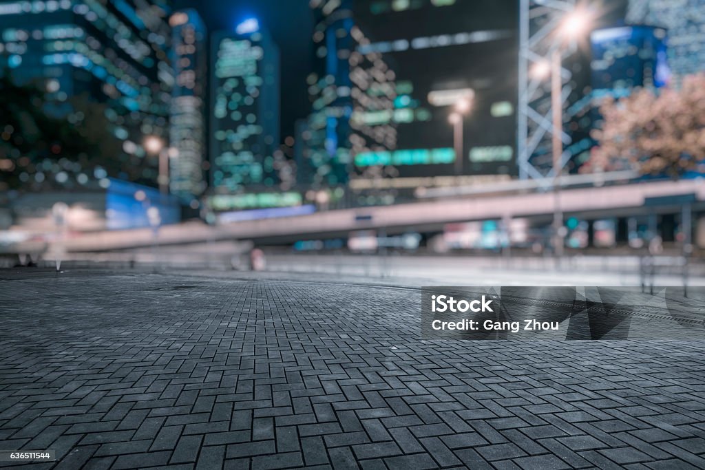 central district of Hong Kong at night night scene of central district from roadside,Hong Kong,china. Backgrounds Stock Photo