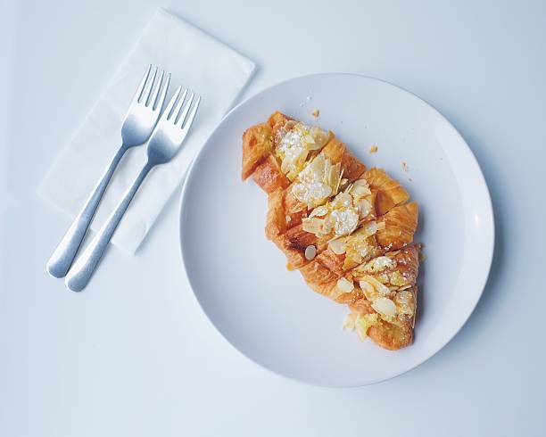 Almond Croissant in White Ceramic plate
