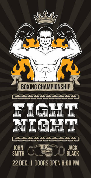 wektor plakat ogłoszenie boksu mistrzostwa - undercutting stock illustrations