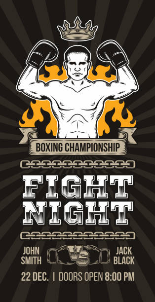 Vector illustration of a banner, poster announcement boxing championship