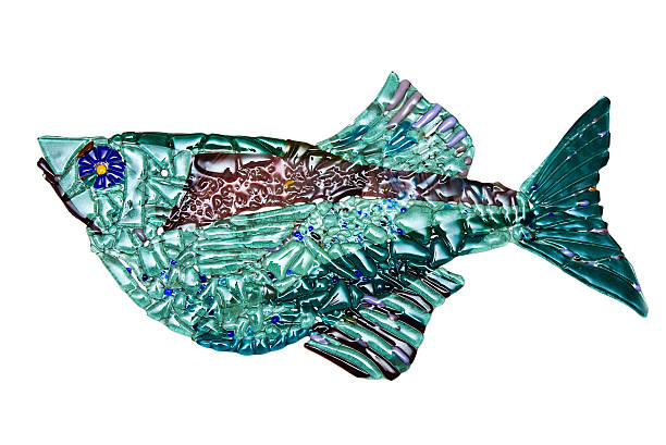 istock Decorative fish made of colored glass fusing method. Isolated on 636521296