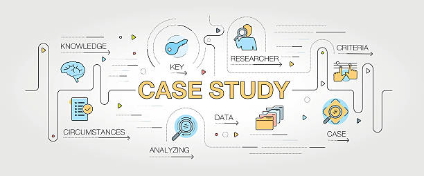 Case Study banner and icons Case Study banner and icons case studies stock illustrations