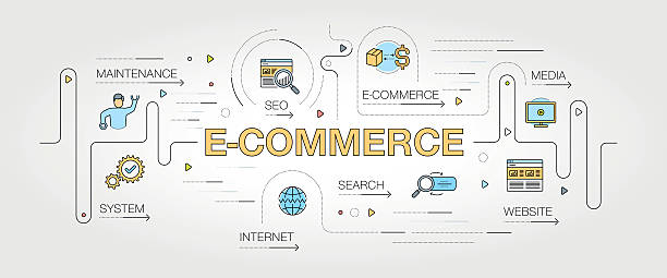 전자 상거래 배너 및 아이콘 - e commerce internet e mail shopping stock illustrations