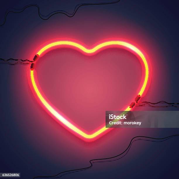 Neon Lamp Heart02 Stock Illustration - Download Image Now - Heart Shape, Cable, In A Row