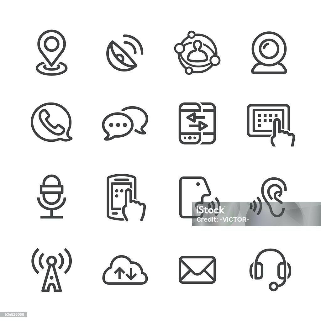 Communication Technology Icons - Line Series View All: Listening stock vector