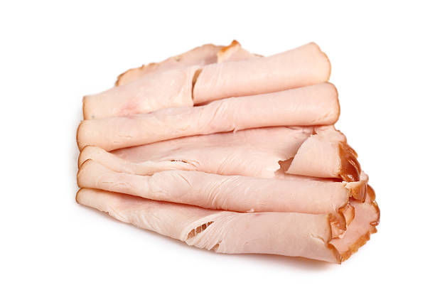 istock Ham slices. Isolated on a white background 636528754