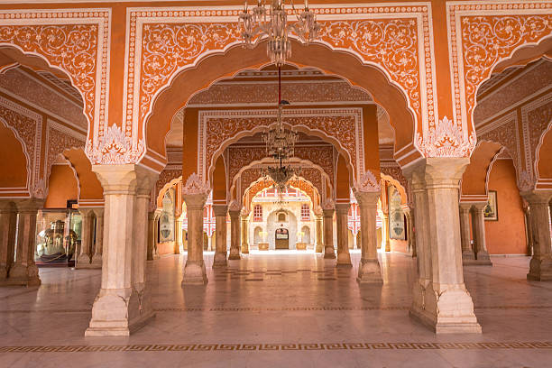 jaipur-palast in indien - india palace indian culture indoors stock-fotos und bilder