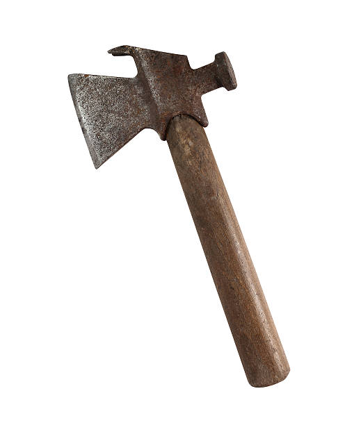 istock Vintage tool Wooden Handle Hatchet Hammer Axe Crowbar 636529402